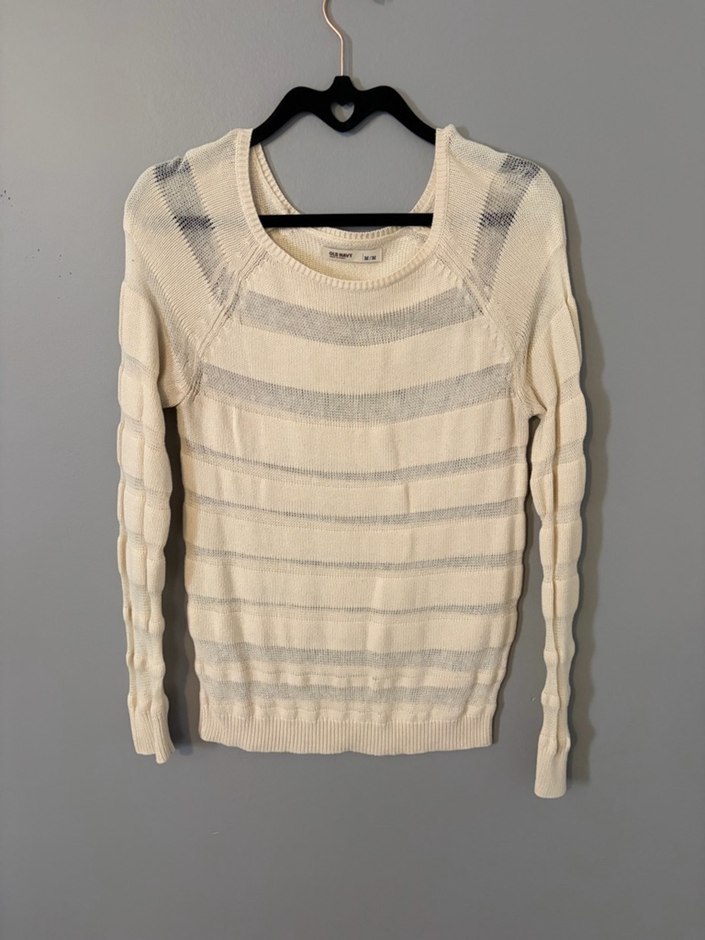 Old Navy Women’s Cream Striped Lightweight Sweater